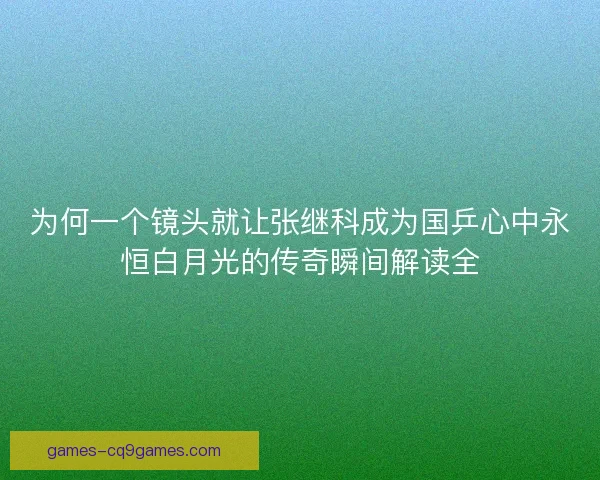 为何一个镜头就让张继科成为国乒心中永恒白月光的传奇瞬间解读全